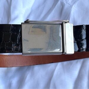 ONE OF A KIND VINTAGE CALVIN KLEIN Crocodile Belt Boy Scout Buckle 32" ITALY